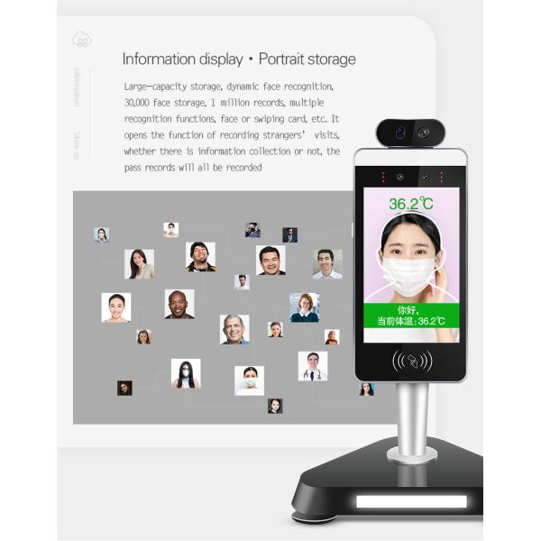 8 Inch Floor Standing Ir Face Recognition Thermometer Kiosk For Children Adults