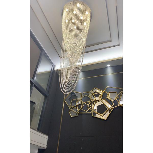 Luxury Stair Chandelier Lighting Crystal Tassel Indoor Lighting Restaurant Lobby Hotel Chandelier(WH-NC-32)