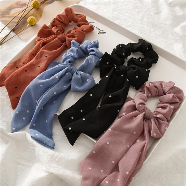 Korean knot bow large colon scrunchie women's ponytail hair streamer Chiffon fabric scrunchie headpiece