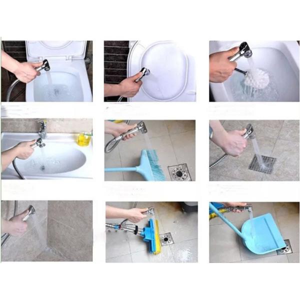 Electroplated Plastic Double Water Female Washer Pressurized Spray Gun Body Cleaner Toilet Nozzle