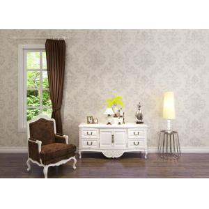 Classic Style Sliver Embossed Wallpaper , White Geometric Damask Pattern
