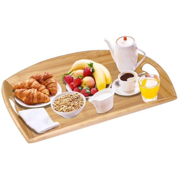 Buy High Quality Bamboo Angular Sides Butler Serving Tray With Handles Bamboo Serving Platter at wholesale prices