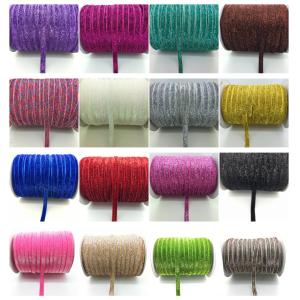 Christmas decorative shiny glitter velvet ribbon