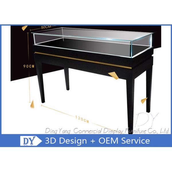 Buy Rectangle Black Wooden Locking Jewelry Display Case With Light at wholesale prices