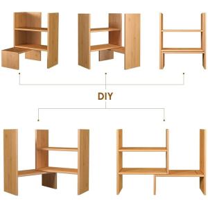Adjustable Desktop Bamboo Display Shelf Rack Multipurpose