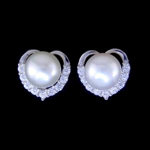 Customized Silver Pearl Earrings Jewelry / S925 Square Shape Simple Silver