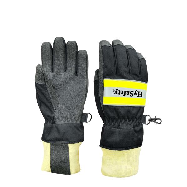 EN659 certified Moisture Barrier and Reflective Strap Firefighter Gloves with
