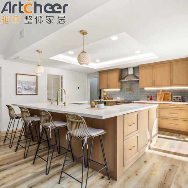 Buy Modern Kitchen Design 2023 Wood Island With Glass Top And Plywood Carcase Accessories at wholesale prices