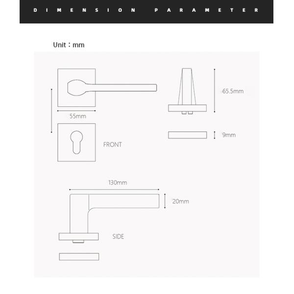 Amertop Brass Door Lock Set Modern Light Luxury PVD Dummy Lever Door Handle