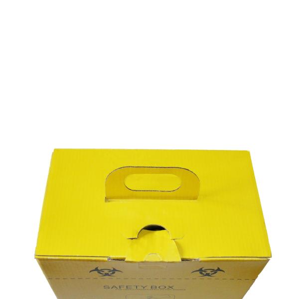 0.5L Customized logo Hospital Discarded needles corrugated paper yellow medical safety box sharp boxes