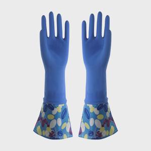 Flocklined Extra Long Sleeve Rubber Gloves Natural Latex Durable Waterproof