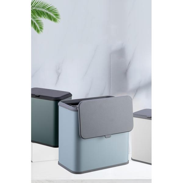 Kitchen Household Wall-mountable and Tabletop Dual-use Stainless Steel Trash Can with Lid