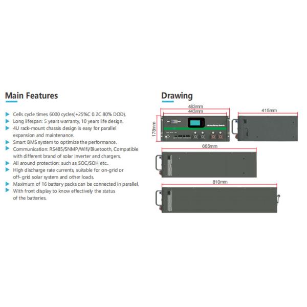 Buy 4800WH 100Ah Lithium Iron Phosphate Battery pack M6 Terminal at wholesale prices