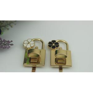 Beautiful flower decorative gold zinc alloy handbag turn twist locks
