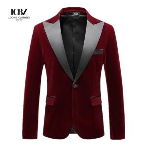 Men's Gold Velvet Casual Suit Slim Fit Velveteen Jacket for Stage Performance