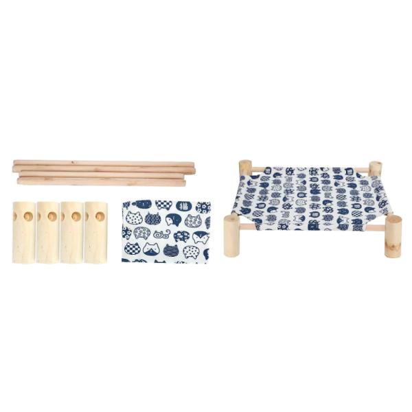 Wooden cat Hammock Elevated Cooling Bed Detachable Portable Indoor/Outdoor pet Bed Suitable for Cats and Small Dogs