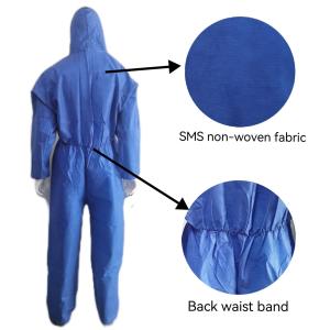 Without Logo Printing SMS Nonwoven Coverall Lightweight Anti-Static Isolation