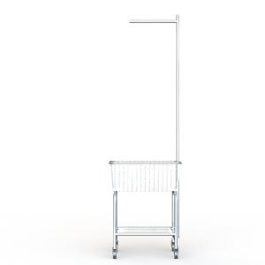 Laundry Trolley Hotel Display Stand With Wire Basket Dolly Chrome