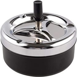 Round Push Down Smokeless Cigarette Ashtray with Spinning Tray