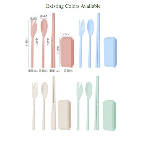 Eco Wheat Straw Fiber Blue Foldable 3-PC Flatware Set Sustainable Tableware Accents Customizable and Reusable for Your Eco-Friendly Business