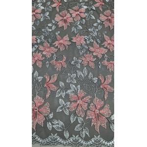 Embroidered Lace With Floral Details Deeply Textured Fabric For Dramatic High