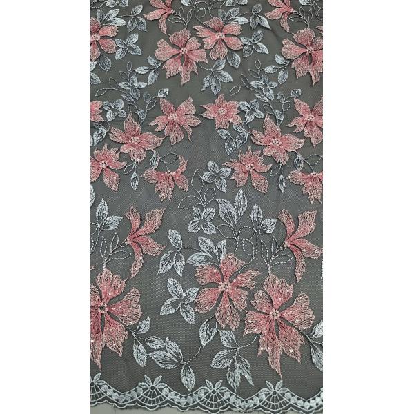 Embroidered Lace With Floral Details Deeply Textured Fabric For Dramatic High-Fashion Evening Gowns