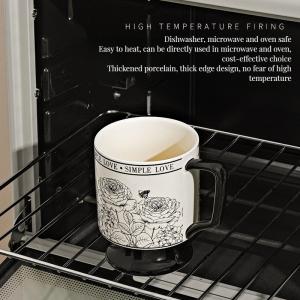 Retro-Themed Ceramic Drinkware Type Uniquely Designed Juice Mug with Spoon