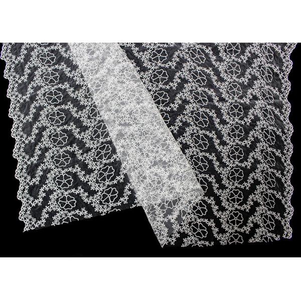 Organza Embroidered Mesh Lace Fabrics With Scalloped Edge For Dress Via OEKO TEX