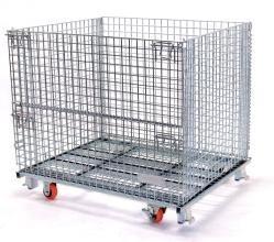 Quality Foldable Stackable Storage Cages On Wheels Galvanized Metal Wire Mesh Pallet Cage for sale