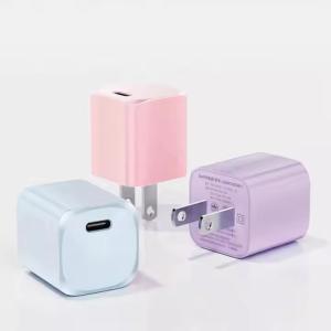 Compact White Colour Custom Single C Port Mini Cube GaN US Plug Charger Adapter