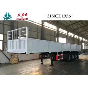 White 40 FT Drop Side Trailers , Flatbed Trailer 4 Axle With Side Wall