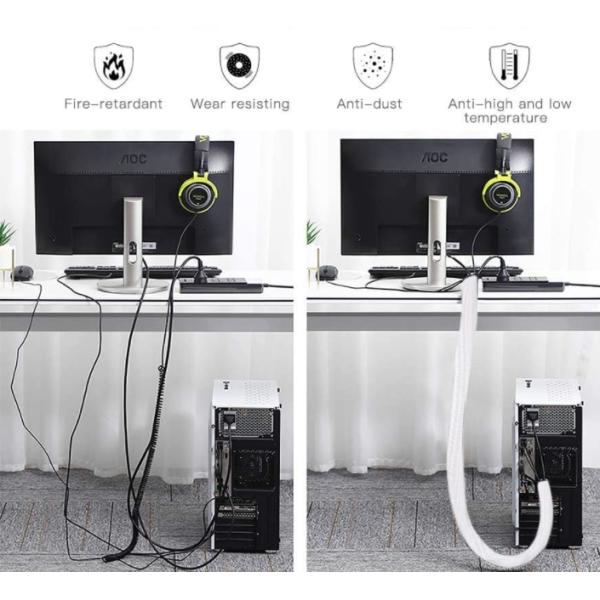 PET Monofilament Self Wrapping Split Braided Sleeving For Cable Protection