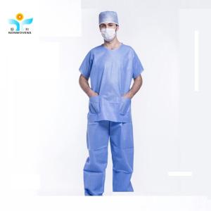 Quality SMS Blue Knitted Cuff Sleeves Surgical Gown Reinforced Operational Room For Doctors for sale