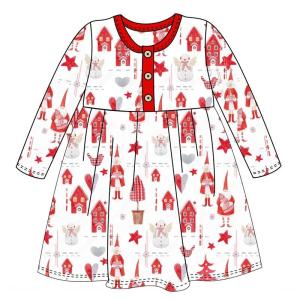Christmas Baby long sleeve girls dresses christmas printing clothing children
