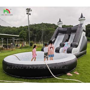 Black And White Commercial Inflatable Water Slide With Pool Water Slides