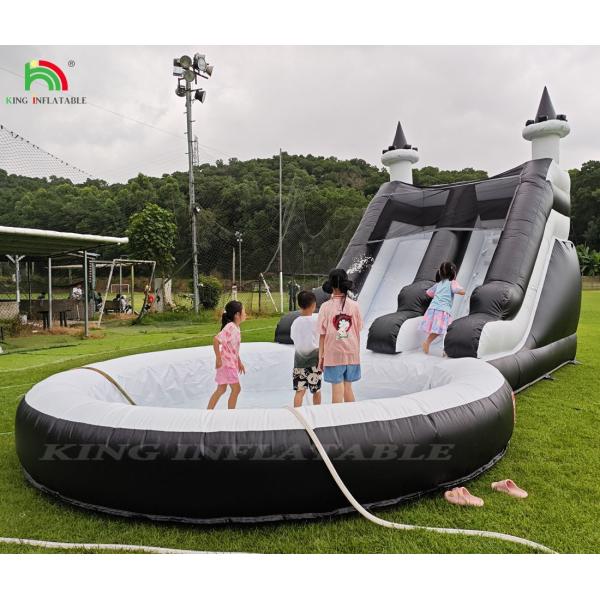 Black And White Commercial Inflatable Water Slide With Pool Water Slides Inflatable