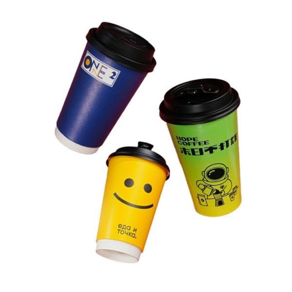 Wholesale customized logo disposable paper cup eco-friendly and biodegradable double-layer hot drink coffee cup