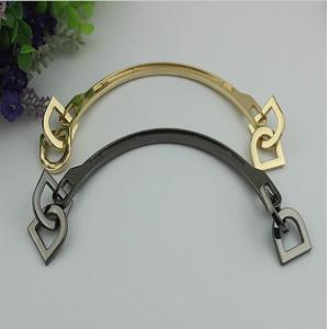 2018 Fashion trendy light gold & gunmetal color tote bag metal handle with d ring decorate