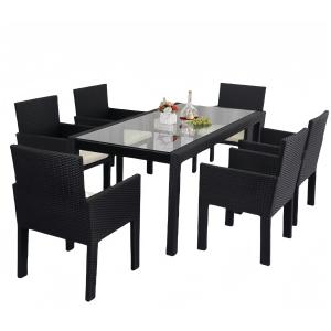 Quality 7 PCS Woven Dining Table Chairs Patio Conversation Leisure Rattan Sofa Set for sale