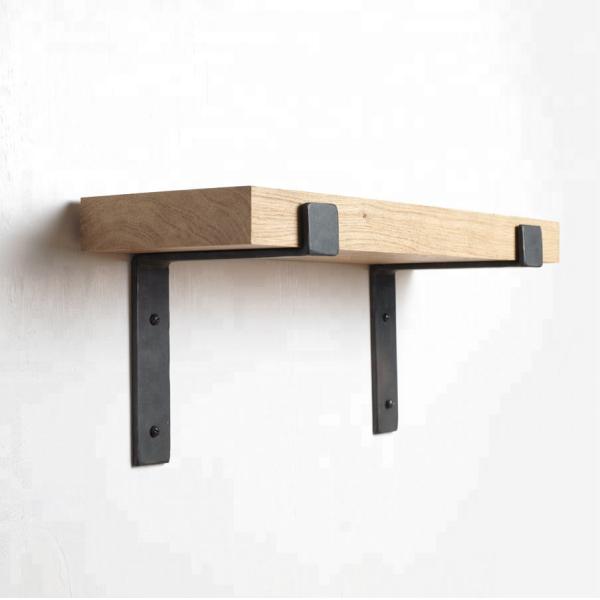 Garage and Kitchen Floating Shelves Hardware Heavy Duty Black Metal Brackets with Lip
