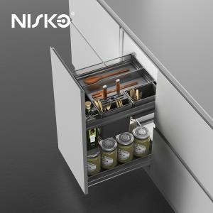 2 Tier Multi Purpose Pull Out Baskets Kitchen Cutlery Organizer For Spice Seasoning Bottle