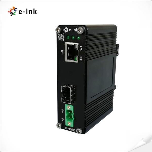 12-48V DC Input DIN Rail Industrial Grade Gigabit 30W PoE Media Converter with