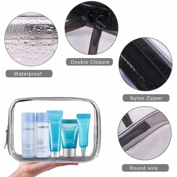 Clear Cosmetic Bag Waterproof PVC Zippered Toiletry Carry Pouch Portable Makeup Bag Organizer Bag Set for Travel