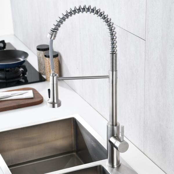 Buy Spring Coil Touchless Kitchen Faucet With Pull Down Sprayer at wholesale prices