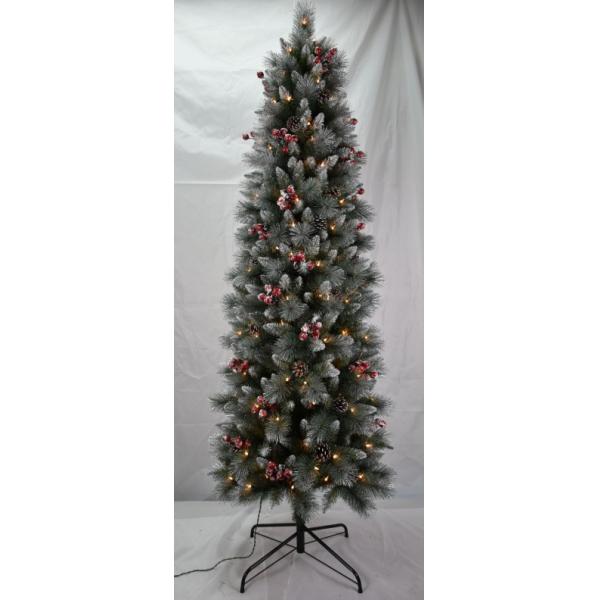 Buy 7FT Christmas Tree Pine Slim with Silver Frosted Christmas Theme at wholesale prices