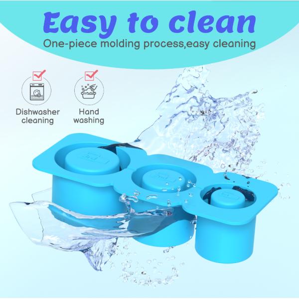 Silicone Stanley Ice Cube Tray With Lid 3 Hollow Cylinder Ice Molds For 30-40oz Cups