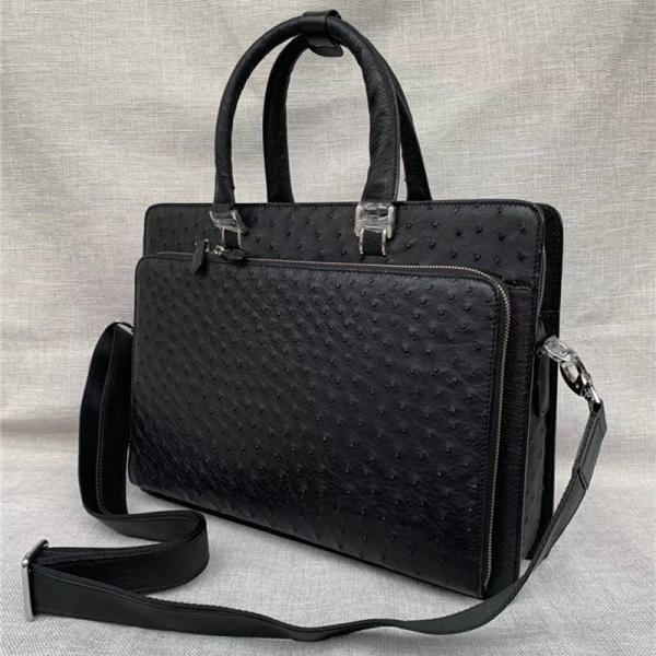 Authentic Real Ostrich Skin Men's Large Briefcase Laptop Purse Bag Genuine Exotic Leather Male Working Portfolio Handbag