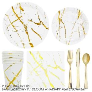 Stamping Edge Hexagon Disposable Tableware Set Wedding Disposable Tableware