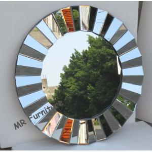 Full Beveled Wall Mirror Decor , Framless 3D Decorative Round Wall Mirrors