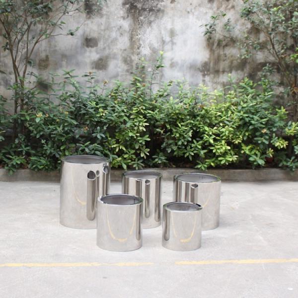 Stainless steel round planter flower pot with mirror finishing